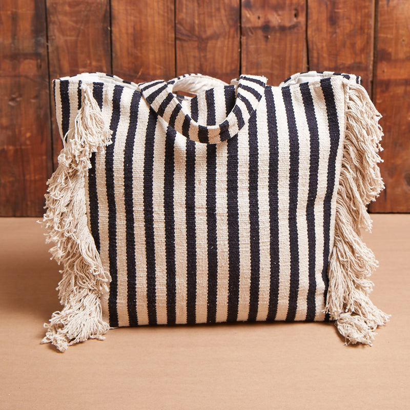Hand Woven Stripe Tote Pelican