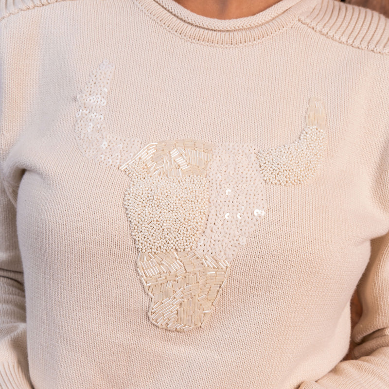 African Luxury Skull Pullover Ivory