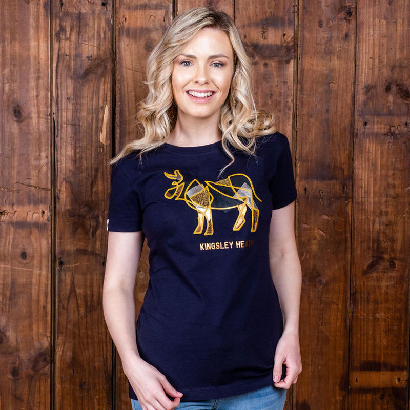 Glitzy Patchwork Nguni Slim Crew Tee Midnight