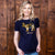 Glitzy Patchwork Nguni Slim Crew Tee Midnight