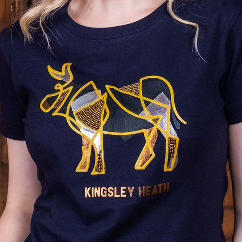 Glitzy Patchwork Nguni Slim Crew Tee Midnight