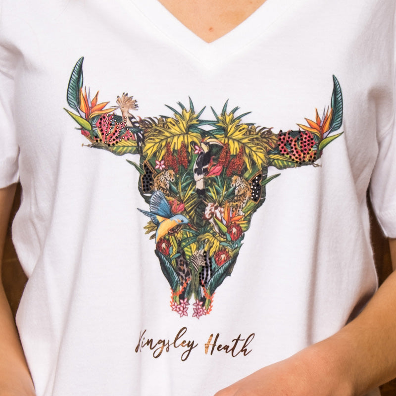Bush Carnival Skull V-Neck Shabby Tee Pelican