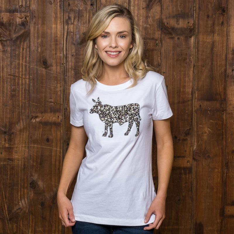 Embellished Nguni Crew Slim Tee Pelican