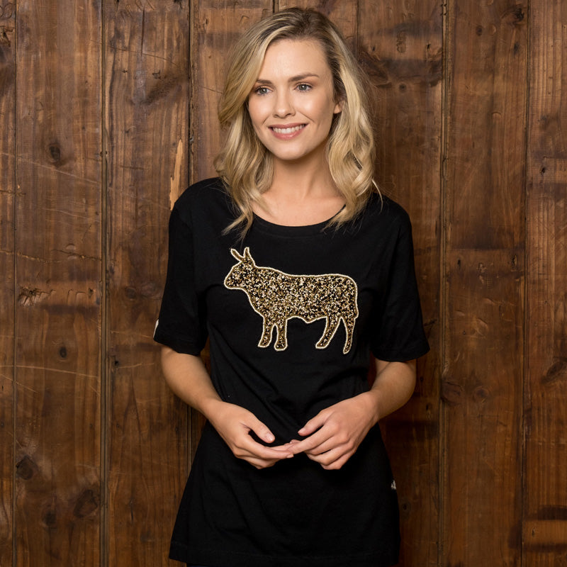 Beaded Luxe Nguni Regular Crew Tee Mamba