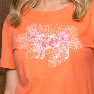 Flora Luxe Nguni Crew Slim Tee Coral