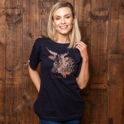 Fynbos Flora Nguni Regular Crew Slim Tee Midnight