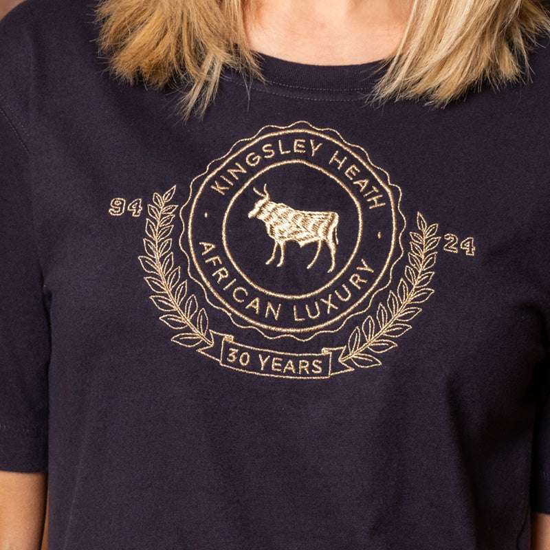 Kingsley Heath 30 Year Crest Regular Crew Slim Tee Midnight