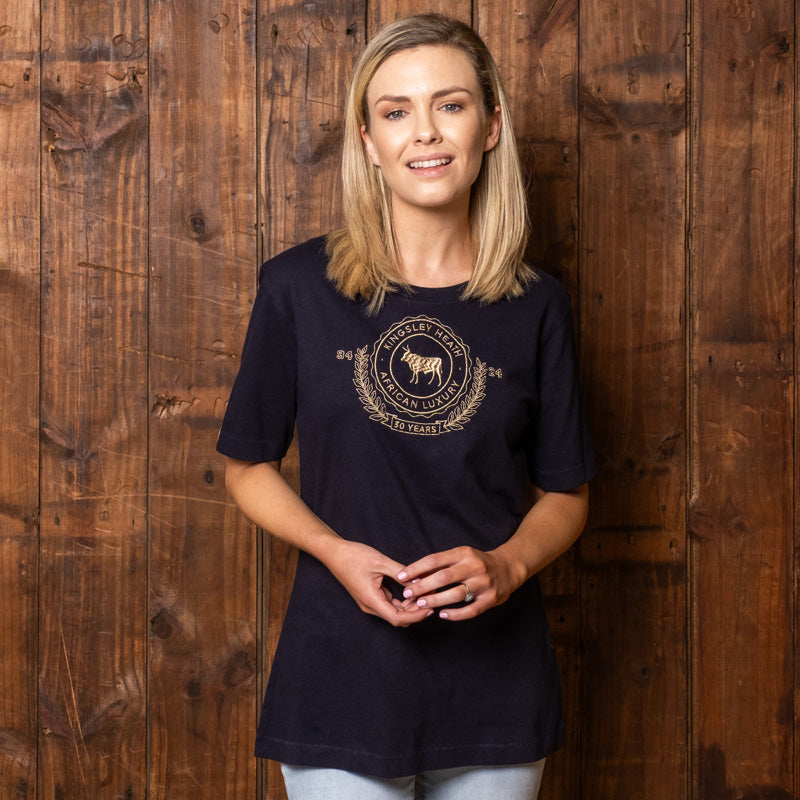 Kingsley Heath 30 Year Crest Regular Crew Slim Tee Midnight