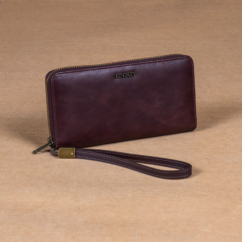 Kingsley Heath Ladies Branded Trim Wallet Tan/Brass
