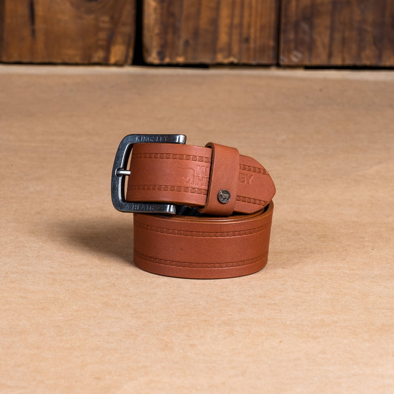 Kingsley Heath Bouble Centre Emboss Belt Tan/Nickel