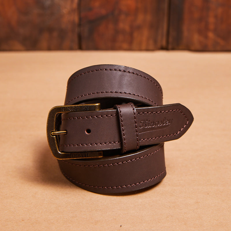 Kingsley Heath Stitched Border Belt Buffalo/Brass
