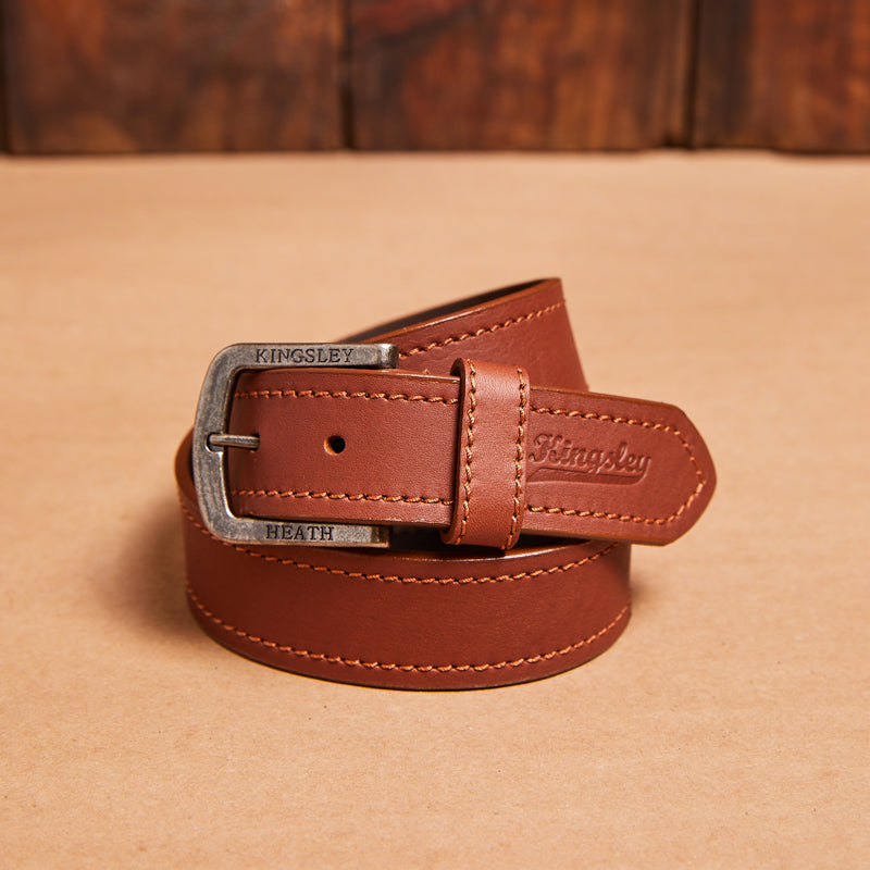 Kingsley Heath Stitched Border Belt Tan/Nickel