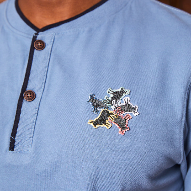 Contrast Tipped Badge Henley Perriwinkle