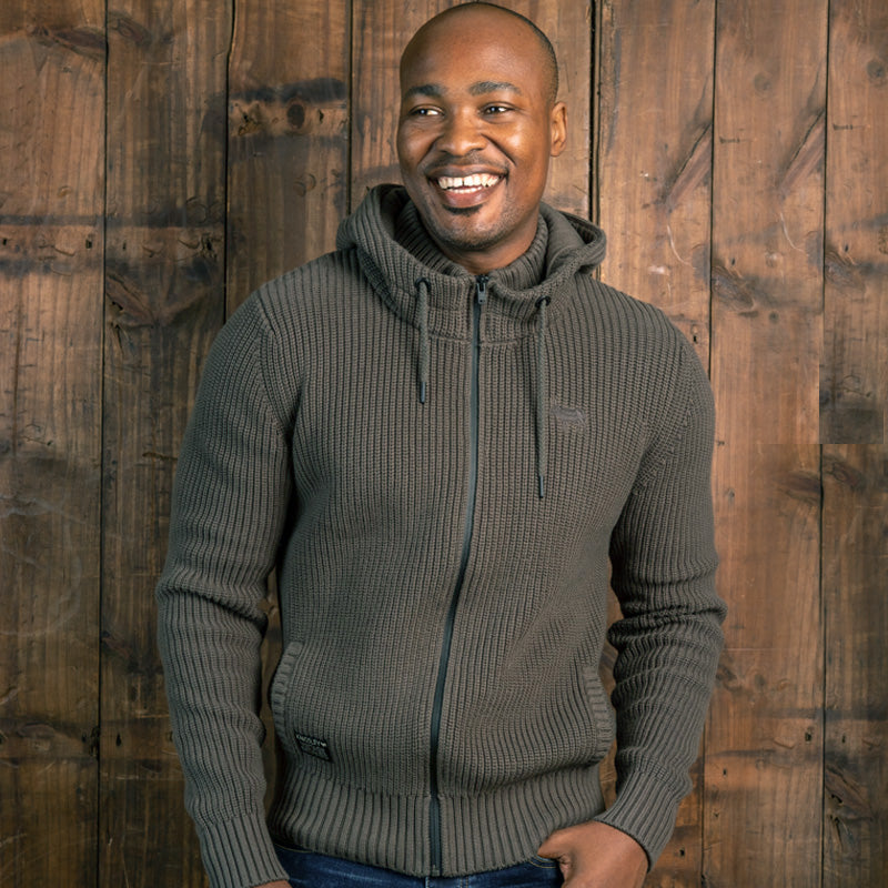 Chunky Meander Zip Thru Hoodie Fatigue