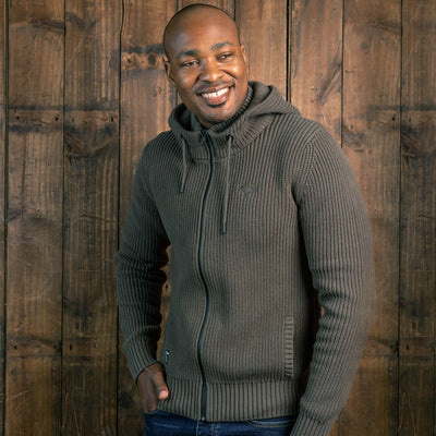 Chunky Meander Zip Thru Hoodie Fatigue