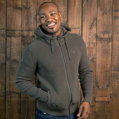 Chunky Meander Zip Thru Hoodie Fatigue