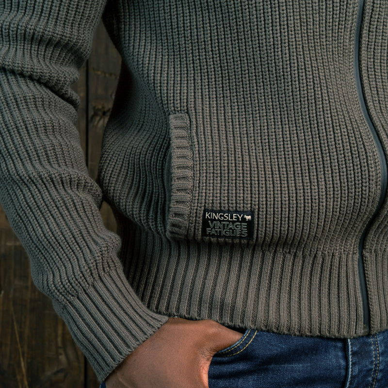 Chunky Meander Zip Thru Hoodie Fatigue