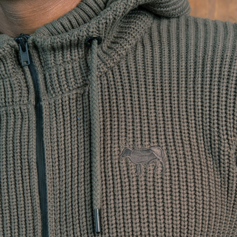 Chunky Meander Zip Thru Hoodie Fatigue