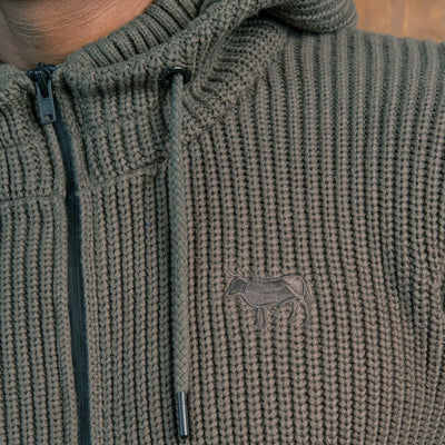 Chunky Meander Zip Thru Hoodie Fatigue