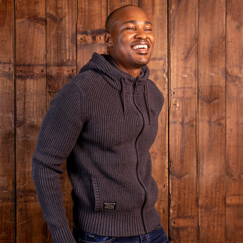 Chunky Meander Zip Thru Hoodie Gravel