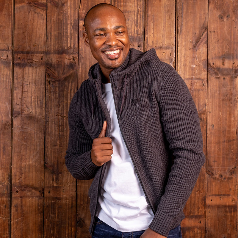 Chunky Meander Zip Thru Hoodie Gravel