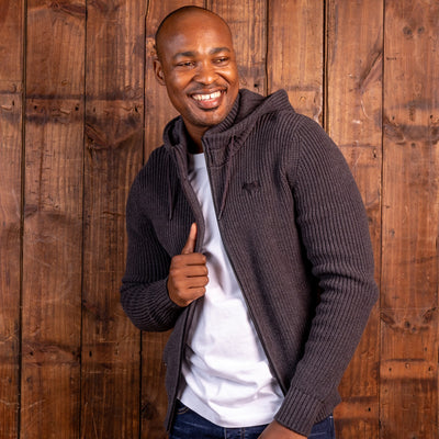 Chunky Meander Zip Thru Hoodie Gravel