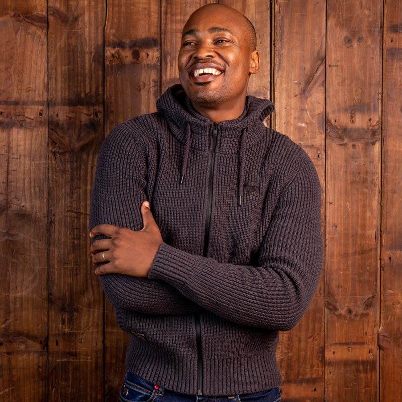 Chunky Meander Zip Thru Hoodie Gravel