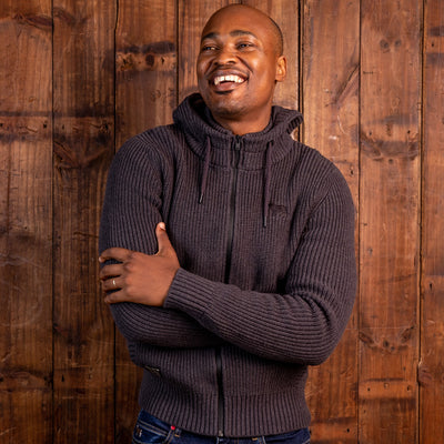 Chunky Meander Zip Thru Hoodie Gravel