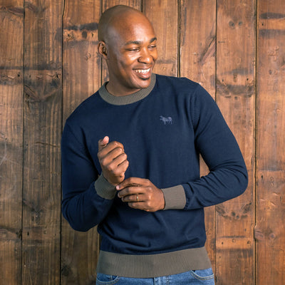 Contrast Ringer Crew Pullover Midnight