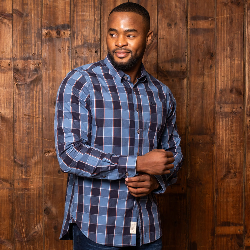 Fort Nottingham Check Muscle Fit Shirt Midnight