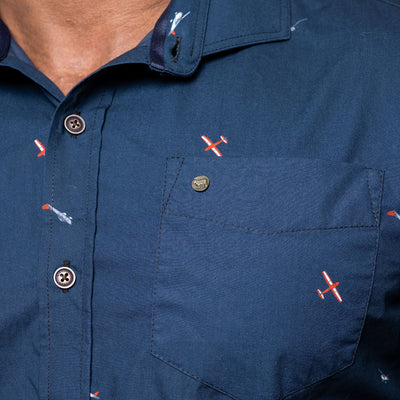Kingsley Heath Aviation Slim Fit Shirt Midnight