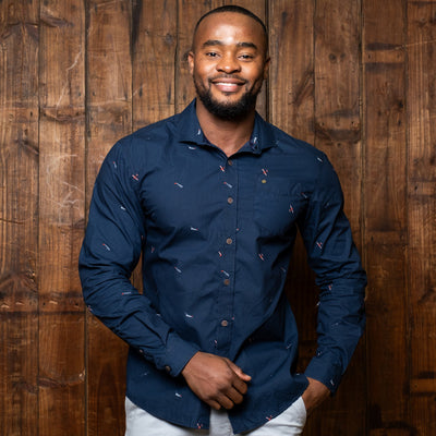 Kingsley Heath Aviation Slim Fit Shirt Midnight