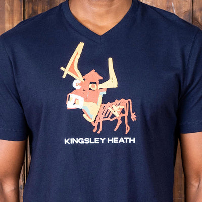 Abstract Nguni V-Neck Tee Midnight