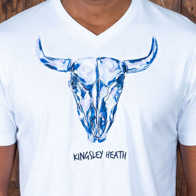Fingerpaint Skull V-Neck Tee Pelican
