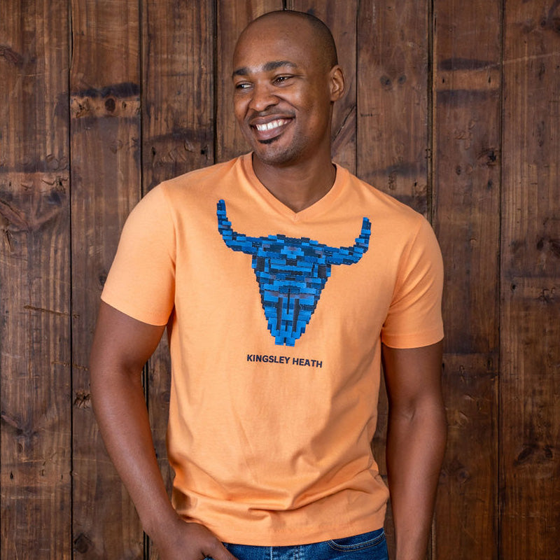 Build-It Up Skull V-Neck Tee Mango