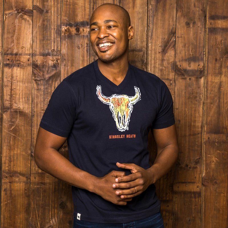 Funky Pop Art Skull V Neck Tee Midnight