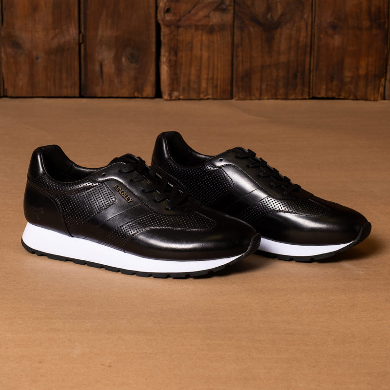 Kingsley Heath R Wingtip Retro Runner Black/Brass/White