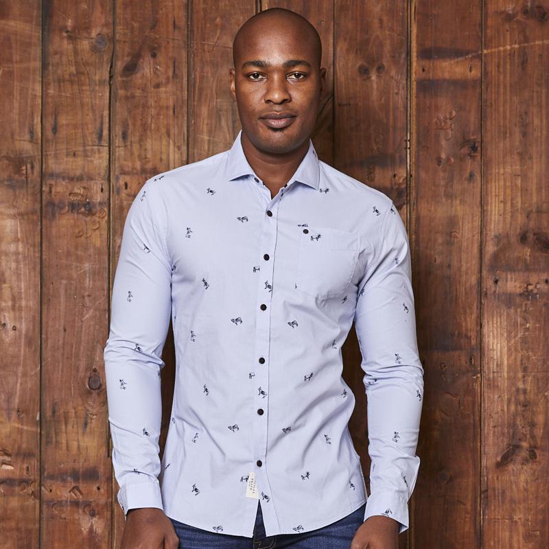 Kingsley Hat Party Slim Fit Shirt Sky