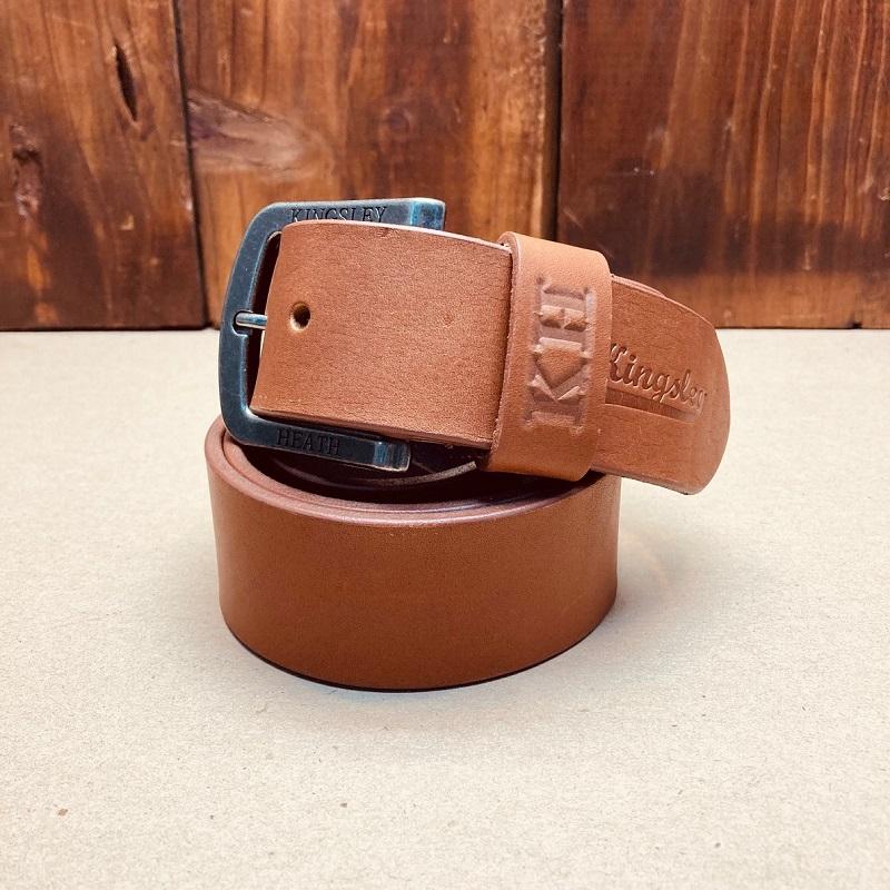 Kingsley Heath Clean Script Logo Belt Tan/Nickel