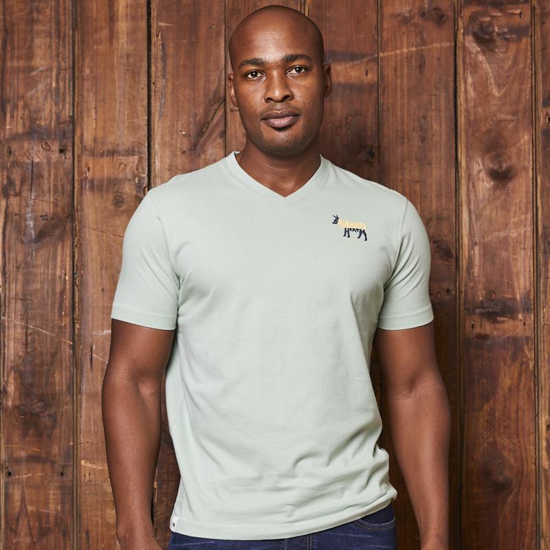 Kingsley Word V-Neck Tee Seafoam