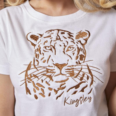 Feline Luxe Embroidered Crew Tee Pelican