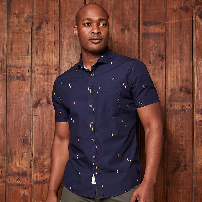 African Summer Short Sleeve Shirt Midnight