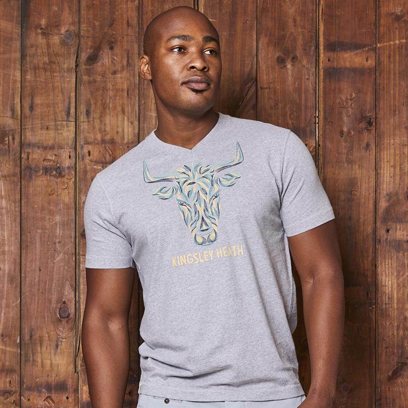 Linear Skull V-Neck Tee Vervet