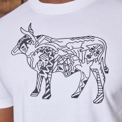 Ethnic Doodle Nguni Crew Tee Pelican