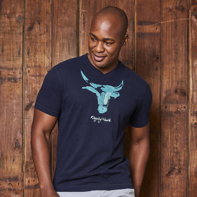 Kingsley Heath Sketchy Skull V-Neck Tee Midnight