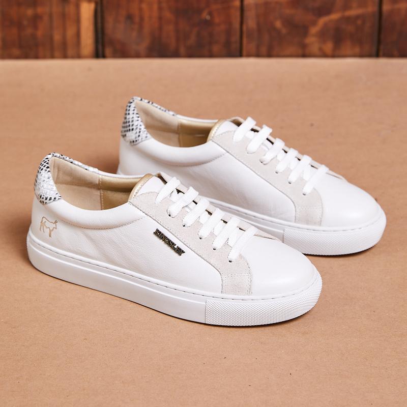 Kingsley Heath Studded Ladies Sneaker White/Snake/White