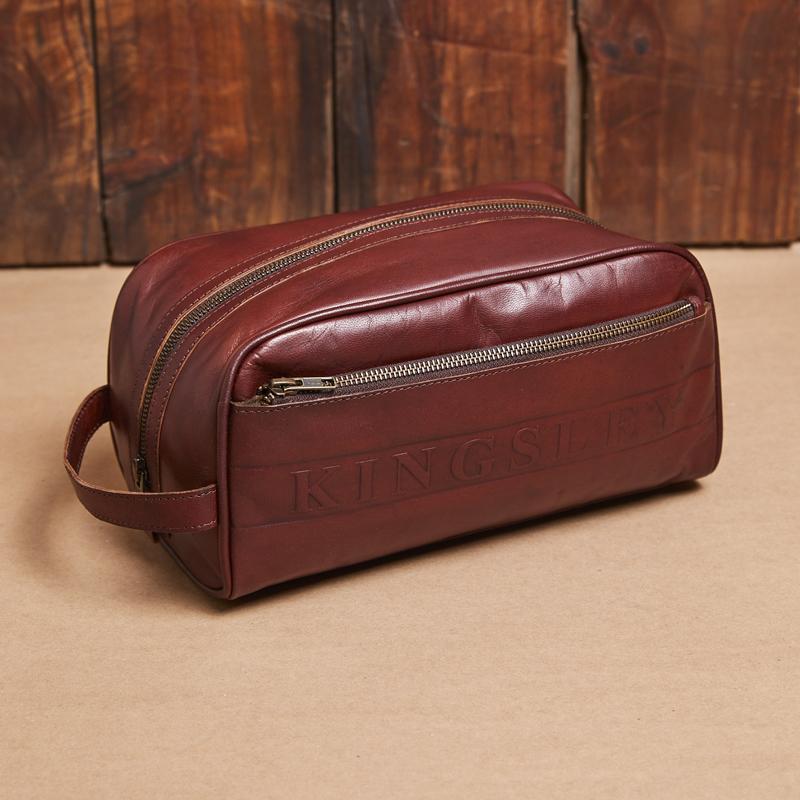 Kingsley Heath Bold Brand Toiletry Bag Tan