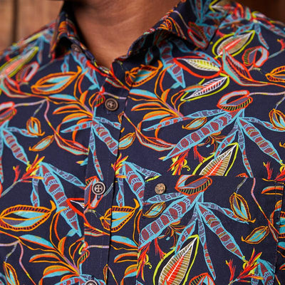 African Exotics Short Sleeve Shirt Midnight