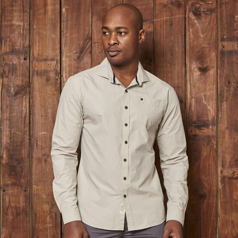 Kingsley Heath Micro Gingham Slim Fit Shirt Trout