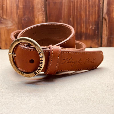 Kingsley Heath Branded Buckle Belt Tan/Brass